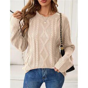 Womens Cute Sweater Winter 2025 Trendy Outfits Crew Neck Long Sleeve Oversized
